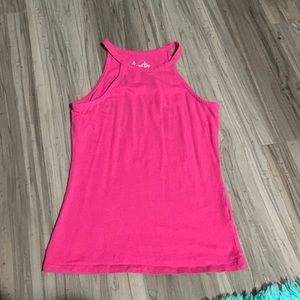 Pink tank top.